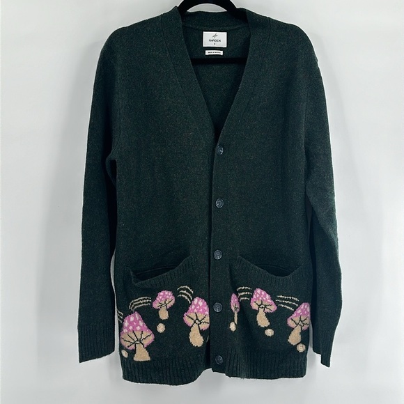 Harden Cashmere Cardigan with Mushrooms Green Small - Picture 5 of 5